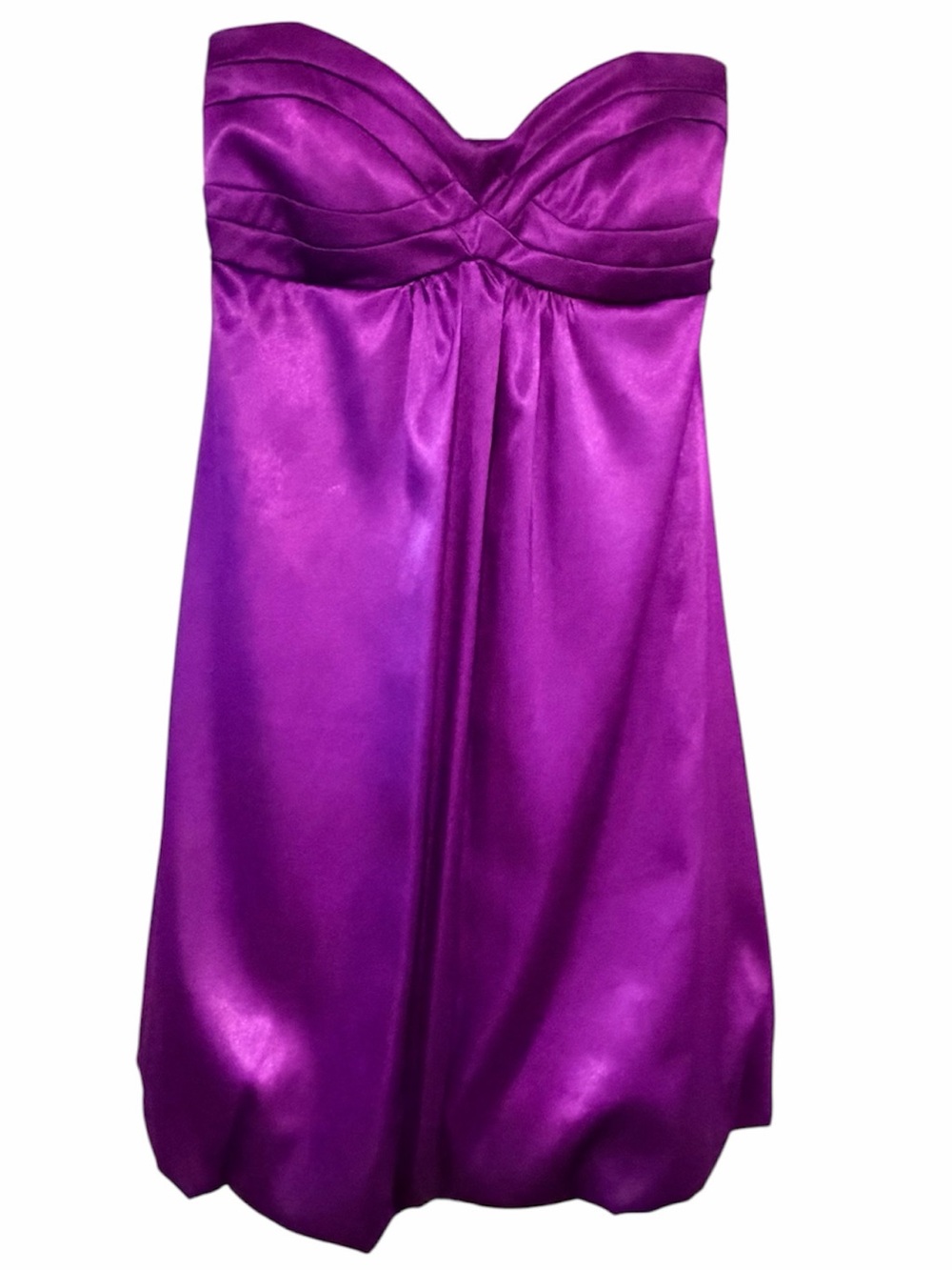 Y2K B. Darlin Purple Satin Sweetheart Cocktail Dress with‎ Bubble Hem Size 3/4